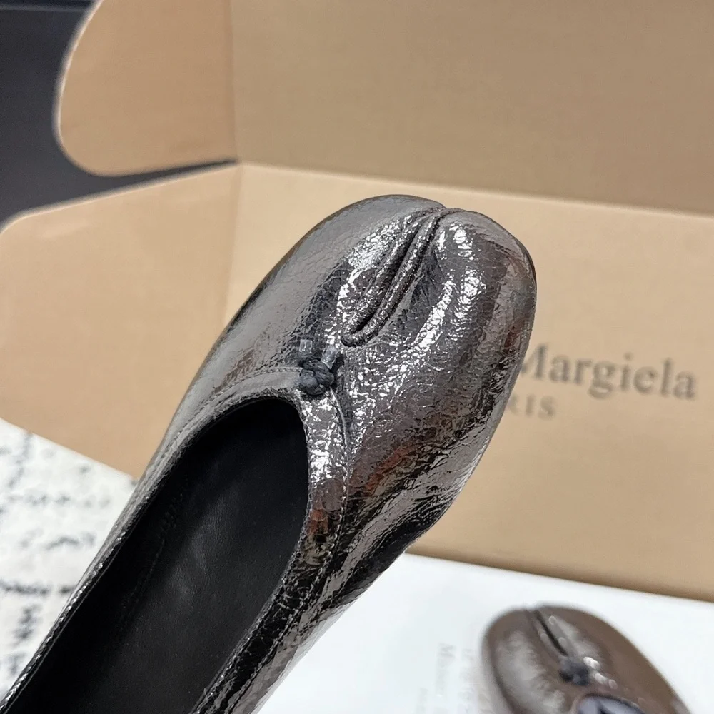 Maison Martin Margiela Metallic Bronze Tabi Leather Flats